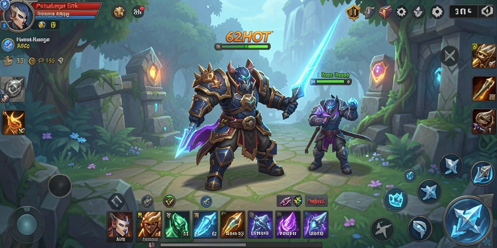 Gambaran gameplay epik di 62HOT dengan aksi bertempur yang mendebarkan.