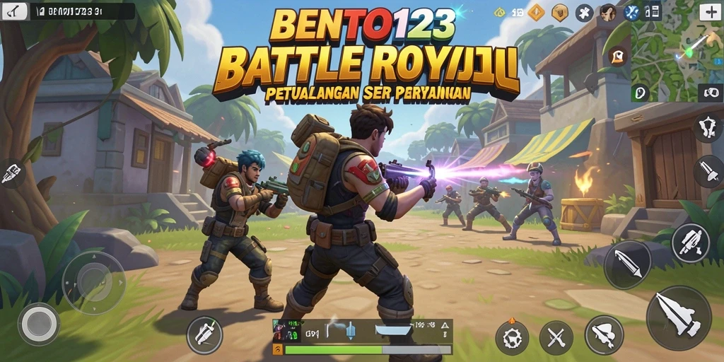 Tampilan aksi seru dalam gameplay Battle Royale BENTO123