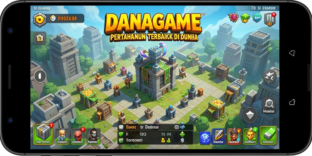 Screenshot gameplay utama DANAGAME menampilkan serangan musuh yang intens.
