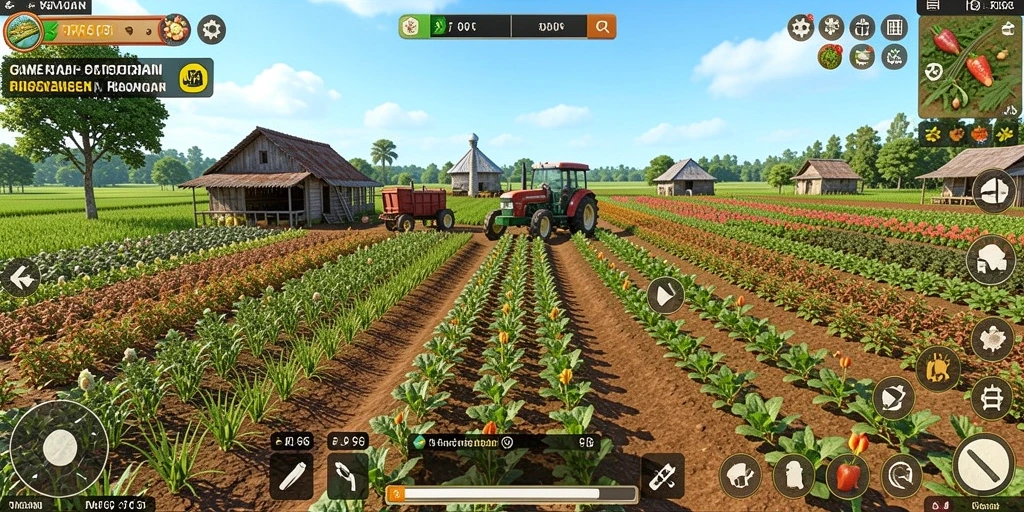 Screenshot gameplay FW66 menampilkan aktivitas pertanian yang seru.