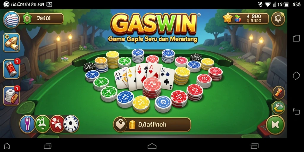 Screenshot GASWIN yang menampilkan gameplay Gaple seru.
