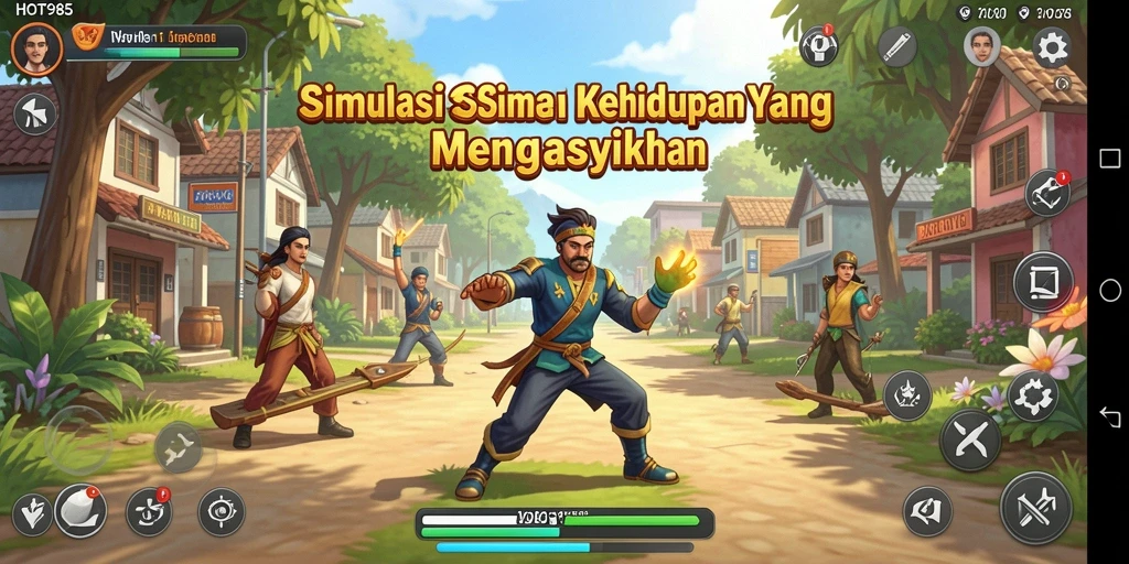 Tampilan gameplay HOT985 dengan karakter dan lingkungan yang colorful.