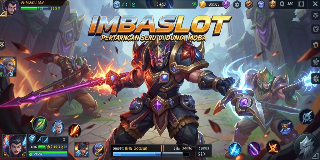 Screenshot gameplay seru dalam IMBASLOT menunjukkan aksi pertarungan tim.