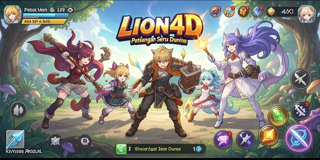 Tampilan gameplay <strong>LION4D</strong> yang memukau dengan karakter anime yang menarik.