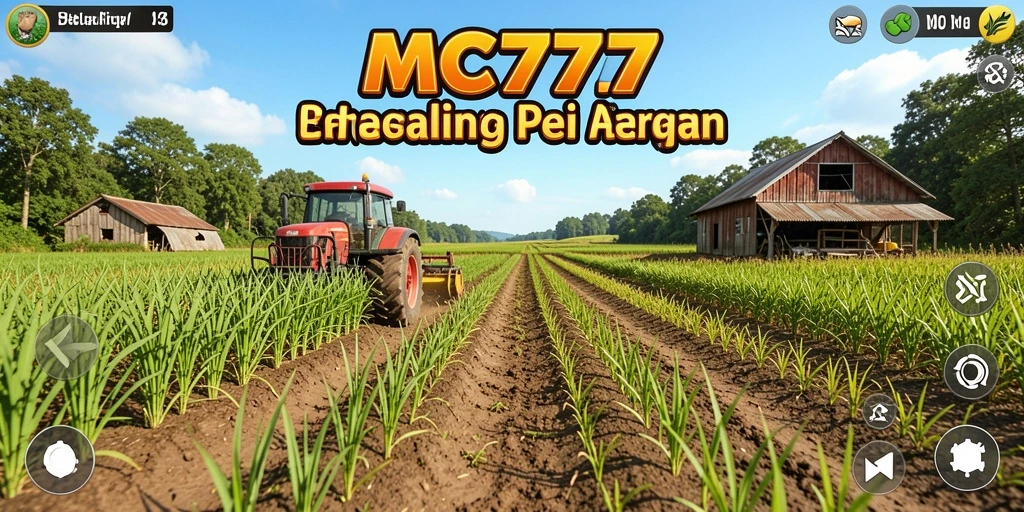 Tampilan gameplay menarik dari MC777 dengan pertanian yang subur dan aktivitas memuaskan.