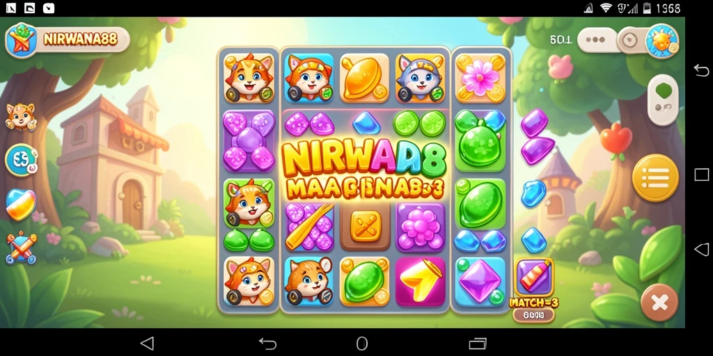 Tampilan menarik gameplay NIRWANA88 dengan tantangan Match-3.