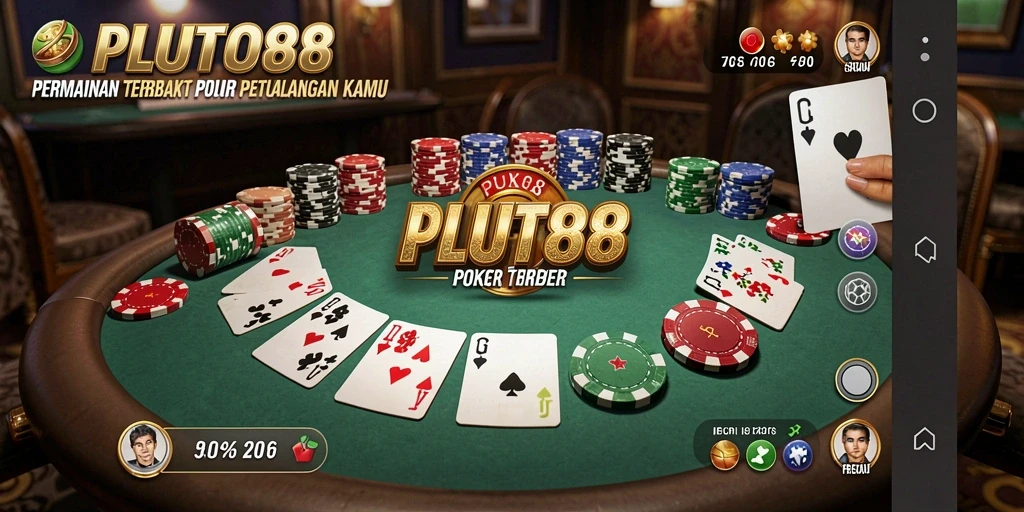 Tampilan gameplay seru dalam permainan Poker PLUTO88.