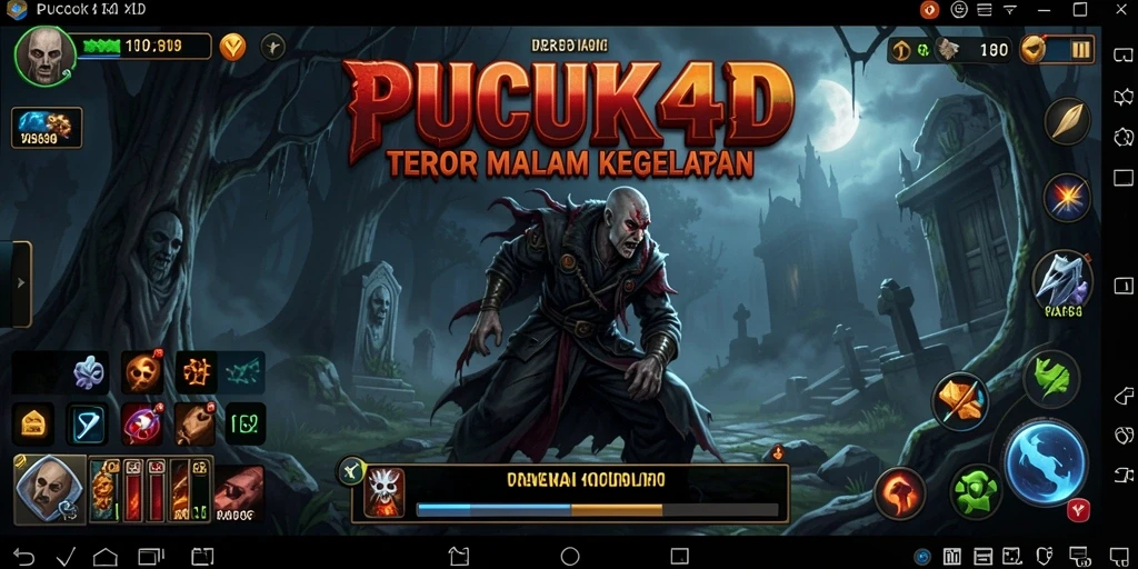 Screenshot utama PUCUK4D menampilkan suasana mencekam dan gameplay mendebarkan.
