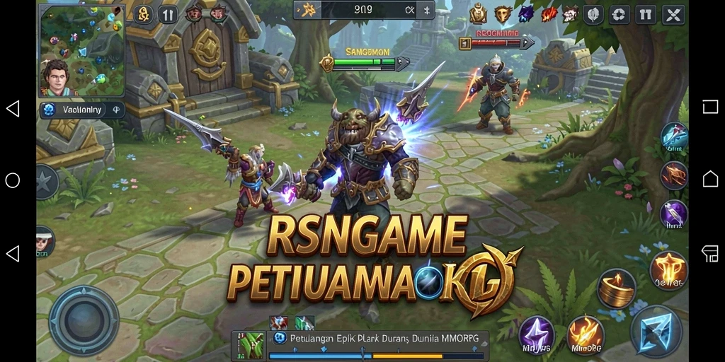 Screenshot yang menampilkan pertarungan epik dalam RSNGAME