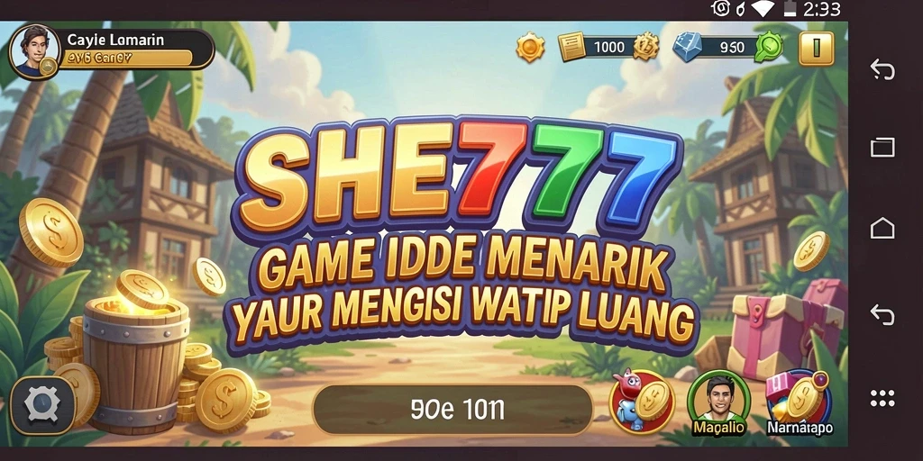 Tampilan gameplay SHE777 yang menampilkan kemajuan karakter dalam game Idle.