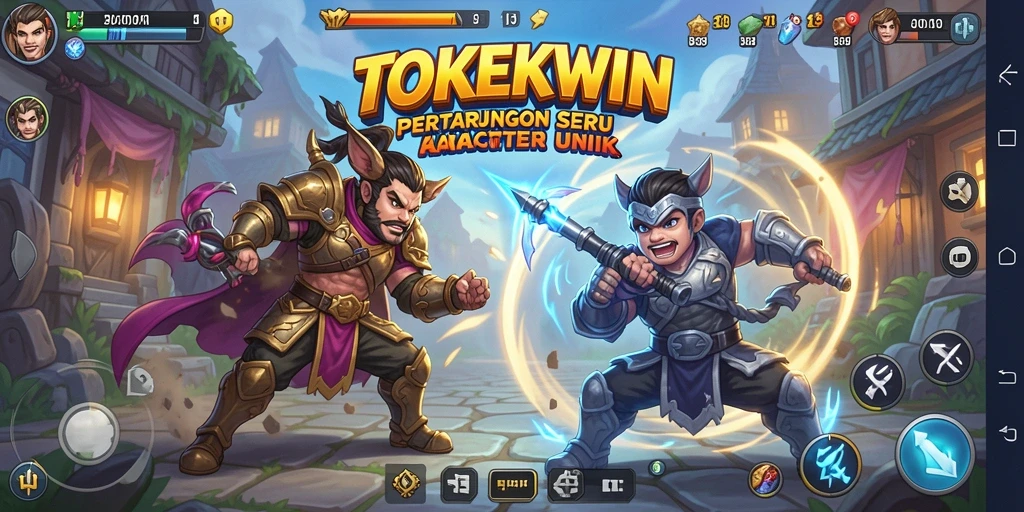 Tampilan gameplay seru dengan pertarungan karakter unik di TOKEKWIN.