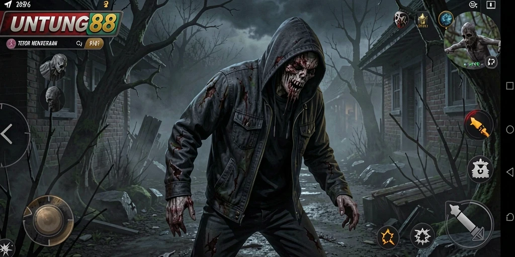 Tampilan gameplay UNTUNG88 dengan suasana mencekam dan serangan mendebarkan.
